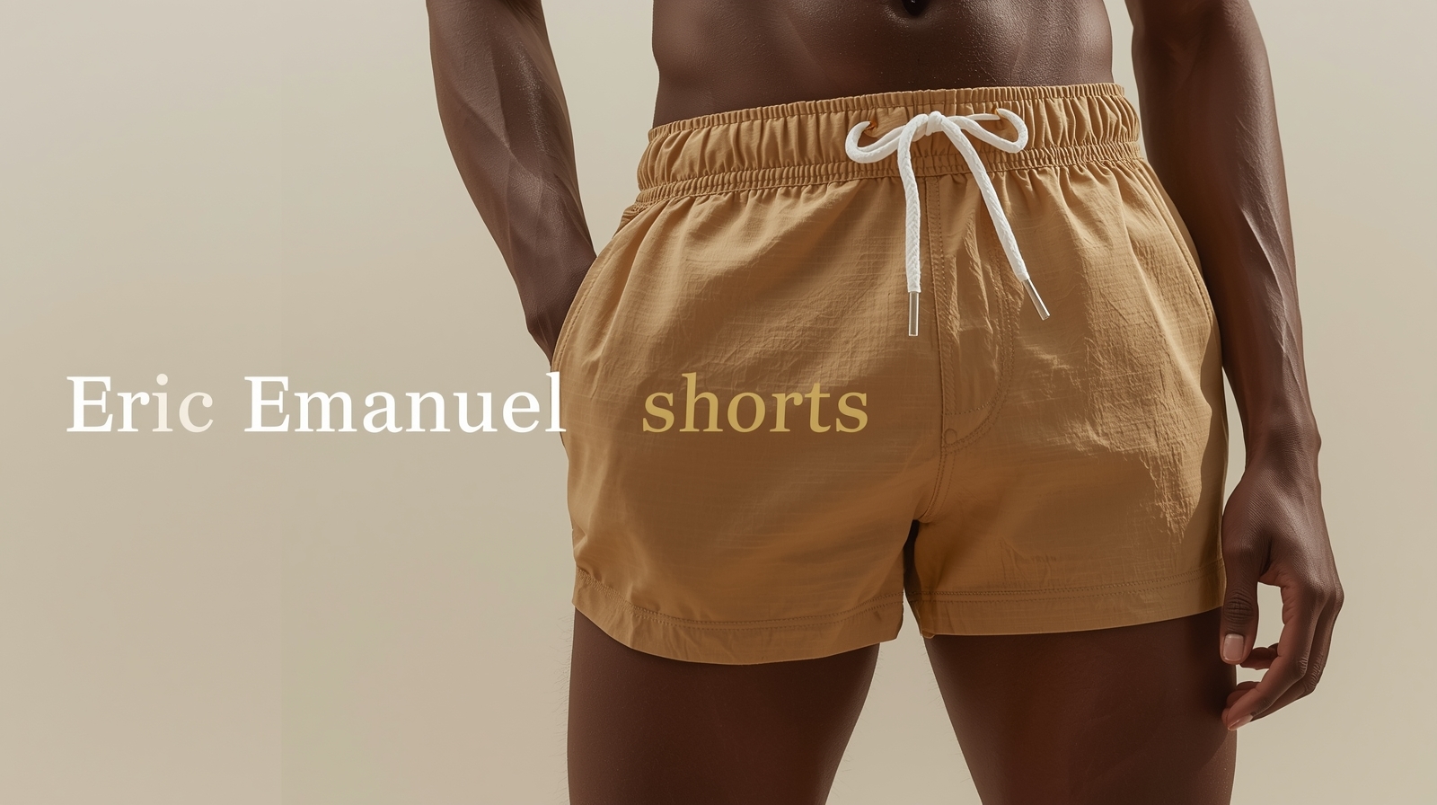 Ultra-realistic fashion photo of Eric Emanuel inspired mesh shorts